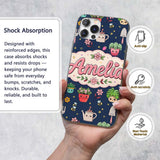 Cute Kawaii Garden Tools Bees Flowers Plants Navy Custom Name Protective Phone Case Mobile Cover Durable Everyday Smartphone Shock Resistant