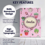Personalised Name Cute Kawaii Garden Tools Custom  Unique Gift Idea Elegant Feature Canvas Wall Art Print Decor Picture Ready to Hang