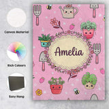 Personalised Name Cute Kawaii Garden Tools Custom  Unique Gift Idea Elegant Feature Canvas Wall Art Print Decor Picture Ready to Hang