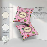 Custom Name Cute Kawaii Garden Tools Bees Plants Pink Background Square Filled Cushion Throw Pillow Sofa Bed Home Decor Zip Washable UK Made