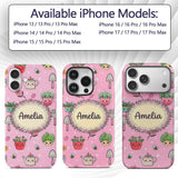 Cute Kawaii Garden Tools Bees Flowers Plants Pink Custom Name Protective Phone Case Mobile Cover Durable Everyday Smartphone Shock Resistant