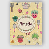 Personalised Name Cute Kawaii Garden Tools Custom  Unique Gift Idea Elegant Feature Canvas Wall Art Print Decor Picture Ready to Hang