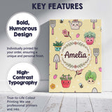 Personalised Name Cute Kawaii Garden Tools Custom  Unique Gift Idea Elegant Feature Canvas Wall Art Print Decor Picture Ready to Hang