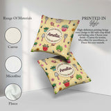 Custom Name Cute Kawaii Garden Tools Bees Flowers Plants Yellow Square Filled Cushion Throw Pillow Sofa Bed Home Decor Zip Washable UK Made