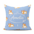 Custom Name Cute Cartoon Corgi Dogs Bone Blue Background Pattern Square Filled Cushion Throw Pillow Sofa Bed Home Decor Zip Washable UK Made