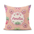 Custom Name Kawaii Flower Pots Blossom Beige Background Seamless Square Filled Cushion Throw Pillow Sofa Bed Home Decor Zip Washable UK Made