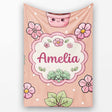 Cute Kawaii Flower Pots Blossom Beige Background Seamless Pattern  Personalised Custom Name Super Soft Fleece Blanket Bed Sofa Throw
