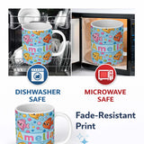 Personalized Custom Name Cute Colorful Fish Bubbles Underwater Kawaii Seamless Pattern Lovely 11oz Ceramic Coffee Tea Mug White Large Handle