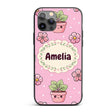 Cute Kawaii Flower Pots Blossom Printed Design Custom Name Protective Phone Case Mobile Cover Durable Everyday Smartphone Shock Resistant