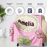 Cute Kawaii Flower Pots Blossom Soft Pink Background Seamless  Personalised Custom Name Super Soft Fleece Blanket Bed Sofa Throw