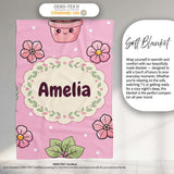 Cute Kawaii Flower Pots Blossom Soft Pink Background Seamless  Personalised Custom Name Super Soft Fleece Blanket Bed Sofa Throw