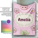 Cute Kawaii Flower Pots Blossom Soft Pink Background Seamless  Personalised Custom Name Super Soft Fleece Blanket Bed Sofa Throw