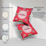 Custom Name Kawaii Flower Pots Blossom Red Seamless Pattern Name Square Filled Cushion Throw Pillow Sofa Bed Home Decor Zip Washable UK Made
