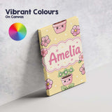 Personalised Name Cute Kawaii Flower Pots Custom  Unique Gift Idea Elegant Feature Canvas Wall Art Print Decor Picture Ready to Hang
