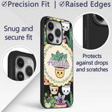 Cute Kawaii Indoor House Plants Black Background Custom Name Protective Phone Case Mobile Cover Durable Everyday Smartphone Shock Resistant