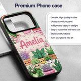 Cute Kawaii Indoor House Plants Cream Background Custom Name Protective Phone Case Mobile Cover Durable Everyday Smartphone Shock Resistant
