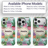Cute Kawaii Indoor House Plants Mint Background Custom Name Protective Phone Case Mobile Cover Durable Everyday Smartphone Shock Resistant