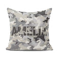 Custom Name Grey Neutral Camouflage Contemporary Seamless Lovely Square Filled Cushion Throw Pillow Sofa Bed Home Decor Zip Washable UK Made