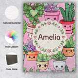Personalised Name Cute Kawaii Indoor House Custom  Unique Gift Idea Elegant Feature Canvas Wall Art Print Decor Picture Ready to Hang