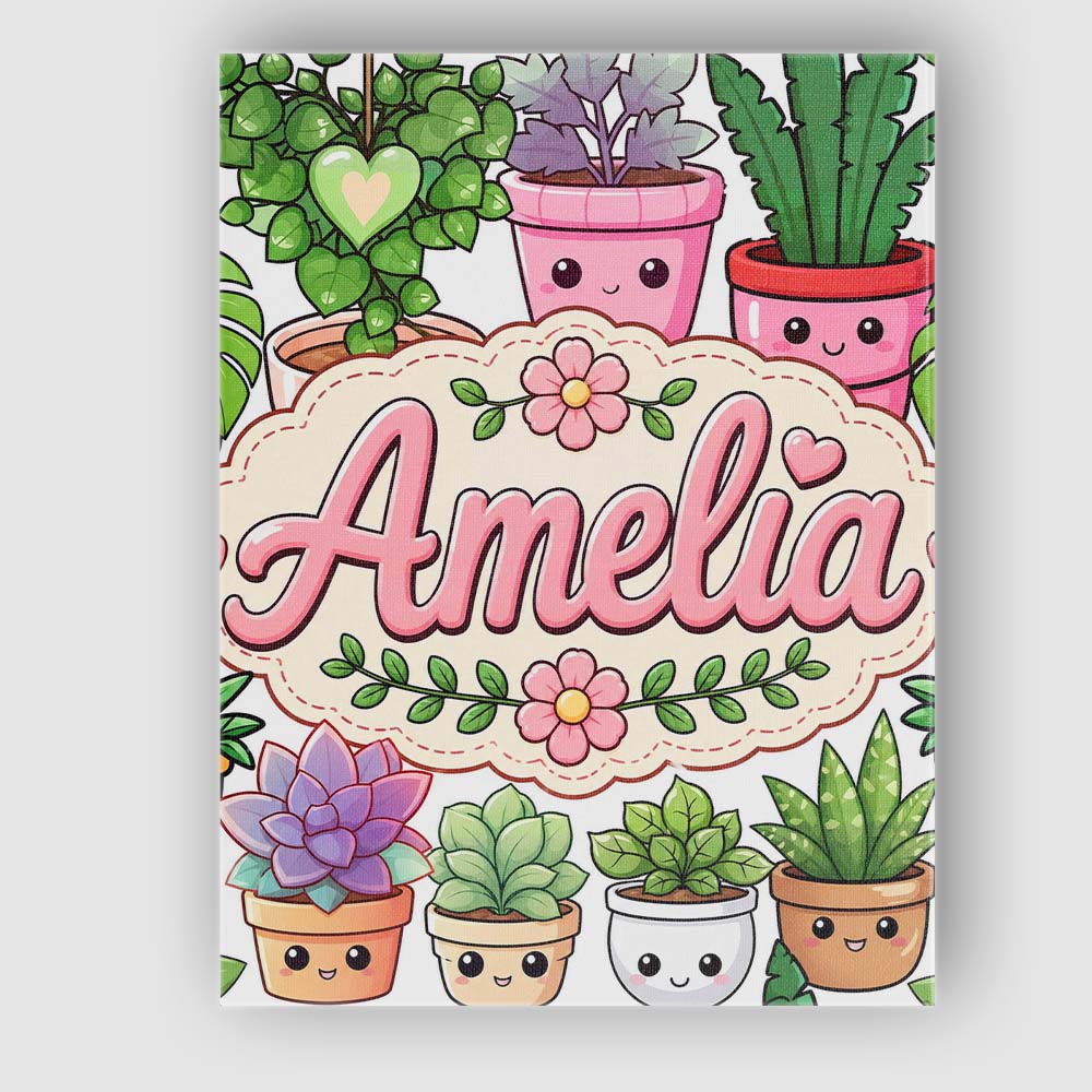 Personalised Name Cute Kawaii Indoor House Custom  Unique Gift Idea Elegant Feature Canvas Wall Art Print Decor Picture Ready to Hang