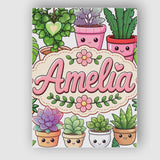 Personalised Name Cute Kawaii Indoor House Custom  Unique Gift Idea Elegant Feature Canvas Wall Art Print Decor Picture Ready to Hang