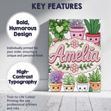 Personalised Name Cute Kawaii Indoor House Custom  Unique Gift Idea Elegant Feature Canvas Wall Art Print Decor Picture Ready to Hang