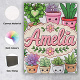 Personalised Name Cute Kawaii Indoor House Custom  Unique Gift Idea Elegant Feature Canvas Wall Art Print Decor Picture Ready to Hang