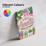 Personalised Name Cute Kawaii Indoor House Custom  Unique Gift Idea Elegant Feature Canvas Wall Art Print Decor Picture Ready to Hang