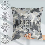 Custom Name Grey Neutral Camouflage Contemporary Seamless Lovely Square Filled Cushion Throw Pillow Sofa Bed Home Decor Zip Washable UK Made