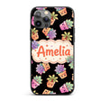 Cute Kawaii Succulent Plant Pots Black Background Custom Name Protective Phone Case Mobile Cover Durable Everyday Smartphone Shock Resistant