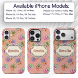 Cute Kawaii Succulent Plant Pots Beige Background Custom Name Protective Phone Case Mobile Cover Durable Everyday Smartphone Shock Resistant