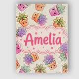 Personalised Name Cute Kawaii Succulent Custom  Modern Room Accent Elegant Feature Canvas Wall Art Print Decor Picture Ready to Hang