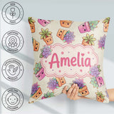 Custom Name Cute Kawaii Succulent Plant Pots Light Grey Seamless Square Filled Cushion Throw Pillow Sofa Bed Home Decor Zip Washable UK Made