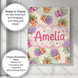 Personalised Name Cute Kawaii Succulent Custom  Modern Room Accent Elegant Feature Canvas Wall Art Print Decor Picture Ready to Hang
