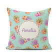 Custom Name Cute Kawaii Plant Pots Soft Mint Background Seamless Square Filled Cushion Throw Pillow Sofa Bed Home Decor Zip Washable UK Made