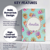 Personalised Name Cute Kawaii Succulent Custom  Modern Room Accent Elegant Feature Canvas Wall Art Print Decor Picture Ready to Hang