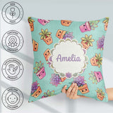 Custom Name Cute Kawaii Plant Pots Soft Mint Background Seamless Square Filled Cushion Throw Pillow Sofa Bed Home Decor Zip Washable UK Made