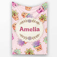 Cute Kawaii Succulent Plant Pots Pastel Pink Background Seamless  Personalised Custom Name Super Soft Fleece Blanket Bed Sofa Throw