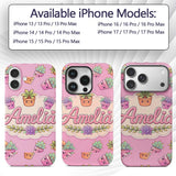 Cute Kawaii Succulent Plant Pots Printed Design Custom Name Protective Phone Case Mobile Cover Durable Everyday Smartphone Shock Resistant