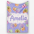 Cute Kawaii Succulent Plant Pots Lavendar Background Seamless  Personalised Custom Name Super Soft Fleece Blanket Bed Sofa Throw