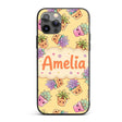 Cute Kawaii Succulent Plant Pots Soft Yellow Custom Name Protective Phone Case Mobile Cover Durable Everyday Smartphone Shock Resistant