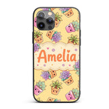 Cute Kawaii Succulent Plant Pots Soft Yellow Custom Name Protective Phone Case Mobile Cover Durable Everyday Smartphone Shock Resistant