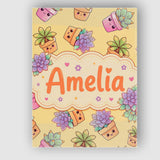 Personalised Name Cute Kawaii Succulent Custom  Modern Room Accent Elegant Feature Canvas Wall Art Print Decor Picture Ready to Hang
