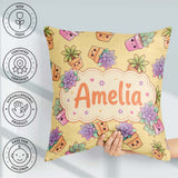 Custom Name Kawaii Succulent Plant Pots Soft Background Seamless Square Filled Cushion Throw Pillow Sofa Bed Home Decor Zip Washable UK Made