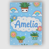 Personalised Name Cute Kawaii Tropical Custom  Modern Room Accent Elegant Feature Canvas Wall Art Print Decor Picture Ready to Hang