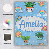 Personalised Name Cute Kawaii Tropical Custom  Modern Room Accent Elegant Feature Canvas Wall Art Print Decor Picture Ready to Hang