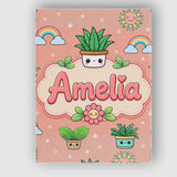 Personalised Name Cute Kawaii Tropical Custom  Modern Room Accent Elegant Feature Canvas Wall Art Print Decor Picture Ready to Hang