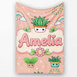Cute Kawaii Tropical Plants Rainbow Sun Peach Background Seamless  Personalised Custom Name Super Soft Fleece Blanket Bed Sofa Throw