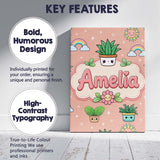 Personalised Name Cute Kawaii Tropical Custom  Modern Room Accent Elegant Feature Canvas Wall Art Print Decor Picture Ready to Hang