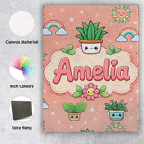 Personalised Name Cute Kawaii Tropical Custom  Modern Room Accent Elegant Feature Canvas Wall Art Print Decor Picture Ready to Hang
